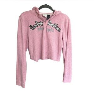 Harley Davidson Cropped Knit Hoodie Top